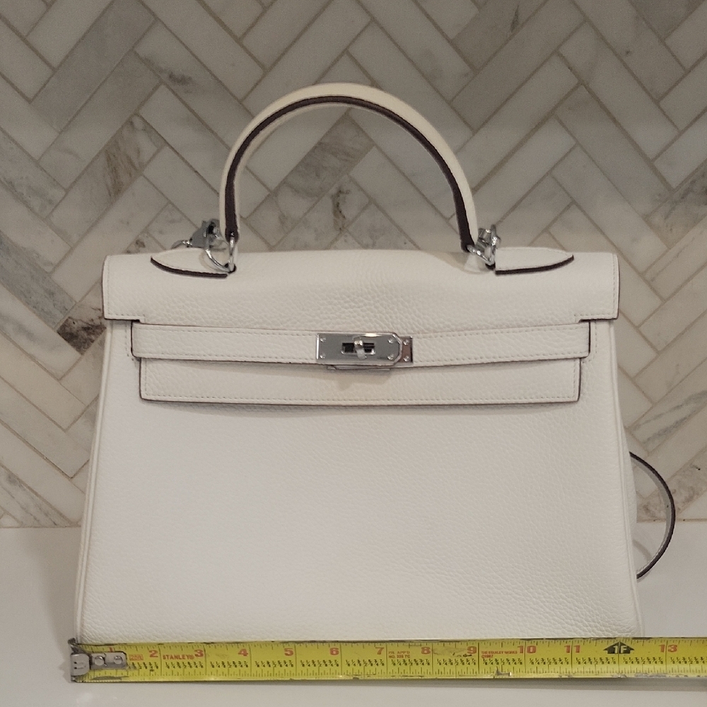 White Leather Satchel with Silver Hardware - Picture 10 of 12